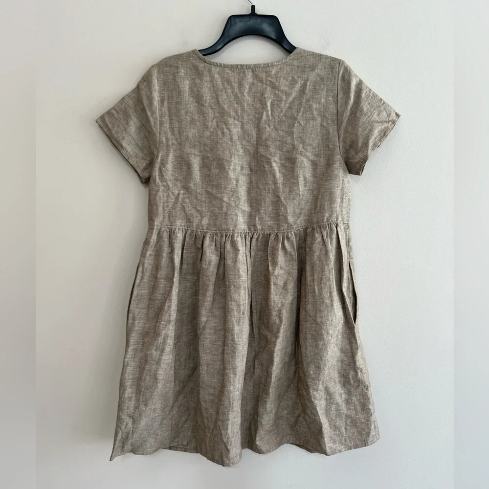 Madewell Linen-Blend Alexandra Button-Front Mini Dress, Olive Branch, size XS - Picture 5 of 11